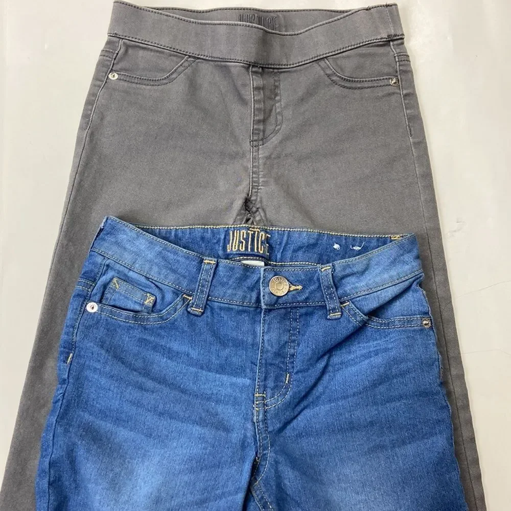OF 2 PANTSE JEANS JUSTICE GIRLS JEANS SIZE 12